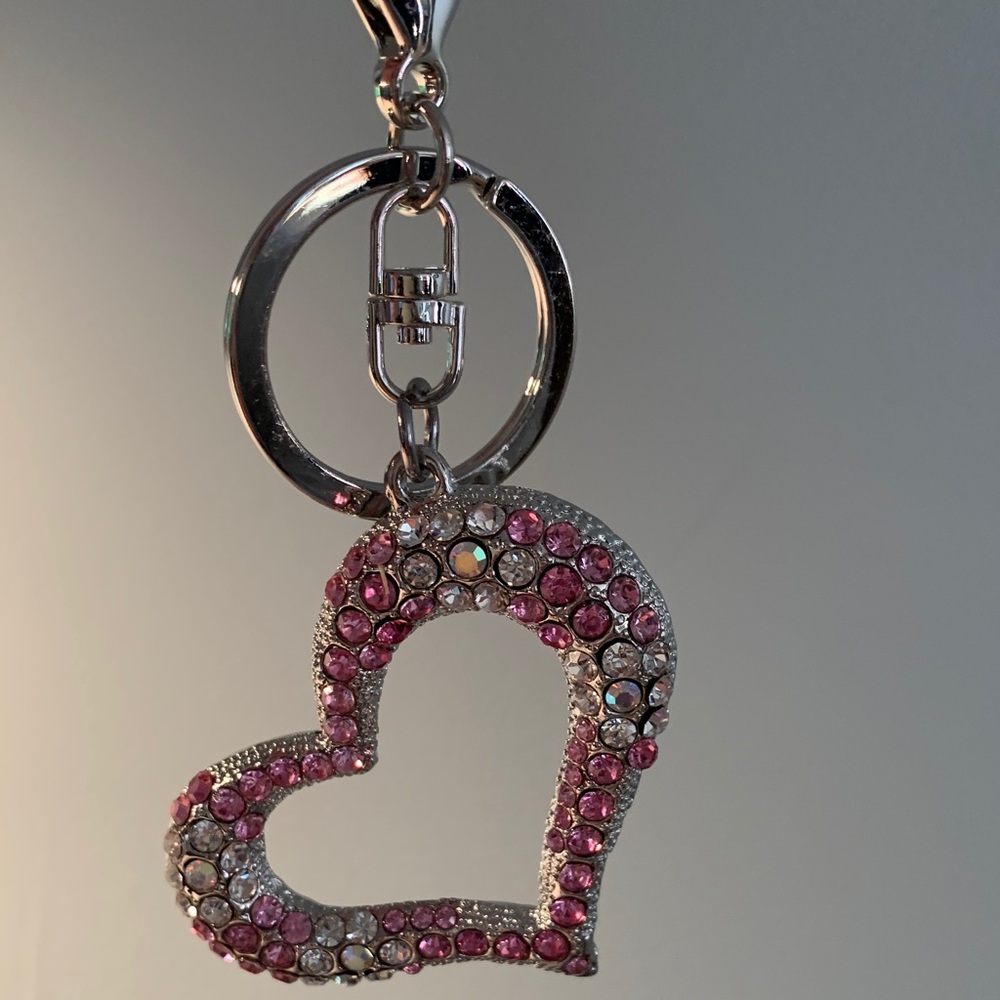 Iridescent rhinestone heart keychain valentines